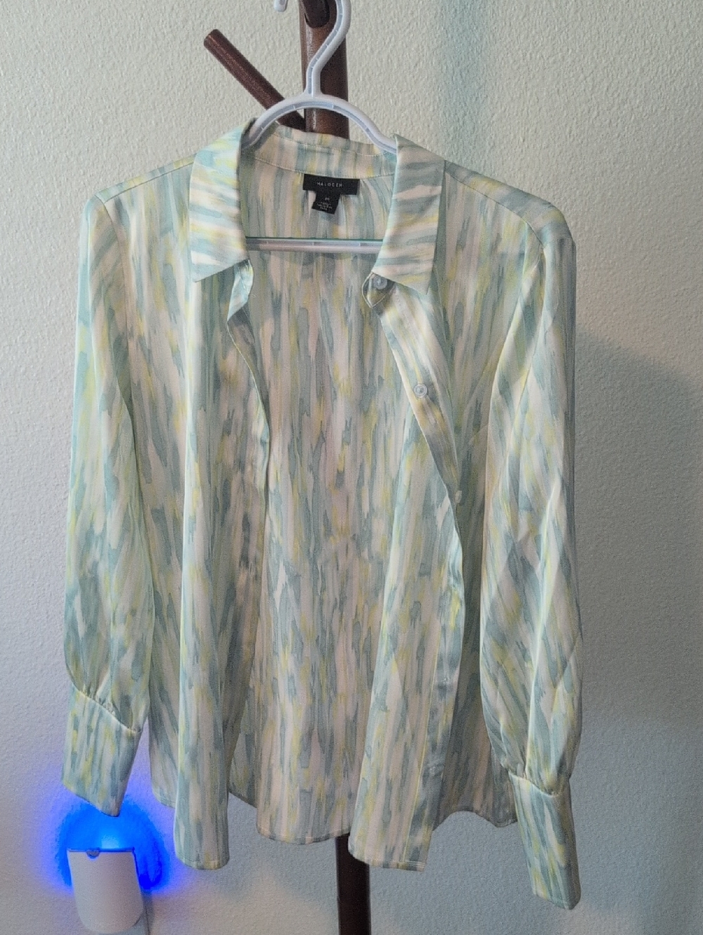 Halogen Pastel Brushstroke Button-Up Blouse